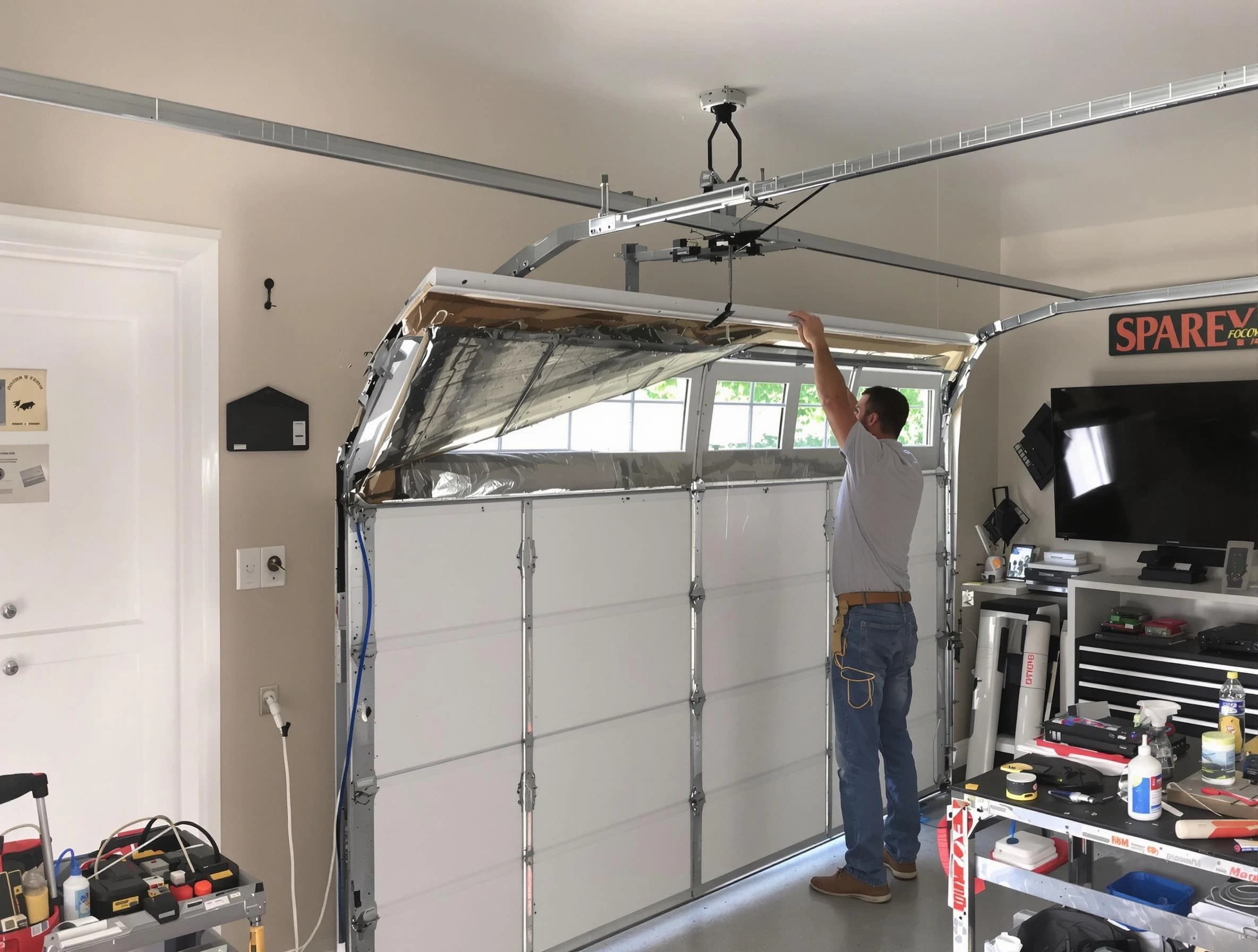 Garage door section replacement by Parsippany Garage Door Repair in Parsippany