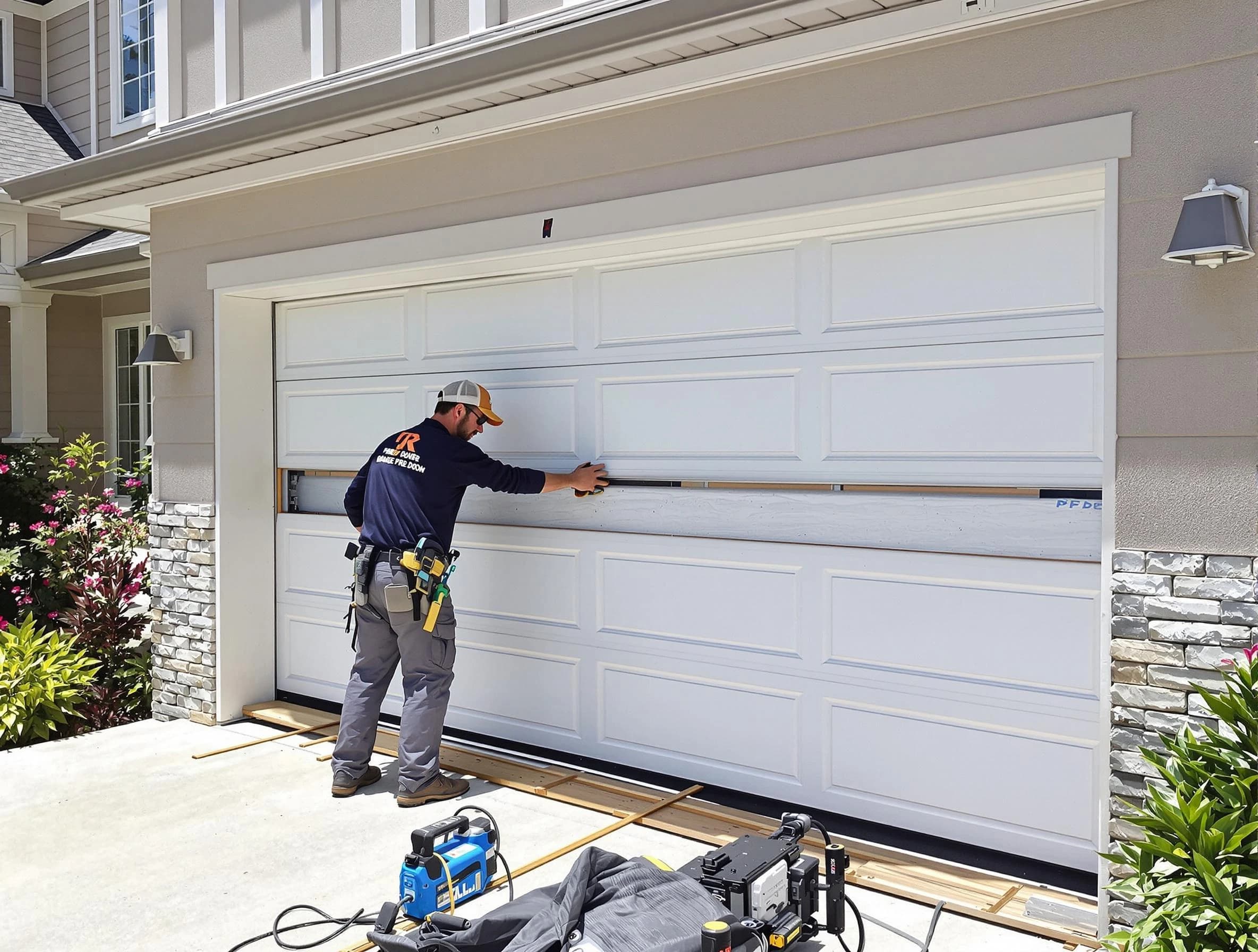 Parsippany Garage Door Repair team performing complete garage door replacement at Parsippany residence